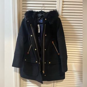 Jcrew Blew Coat with fur hood